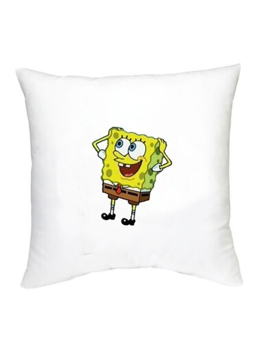 SpongeBob Character Printed Cushion White/Yellow/Brown 16x16inch