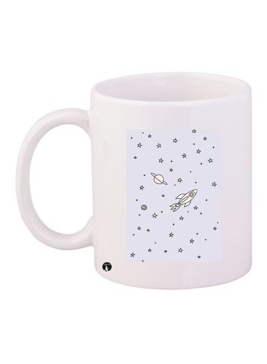 Solar System Printed Coffee Mug White/Black 11ounce