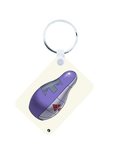 Anime Digimon Printed Keychain Purple/White