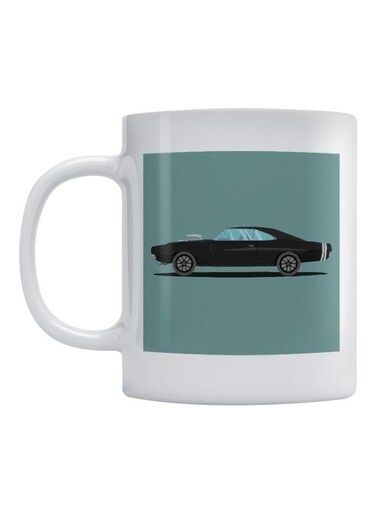 Dodge Car Printed Ceramic Mug White/Green/Black