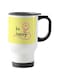 Printed Stainless Steel Travel Mug White/Yellow 13centimeter