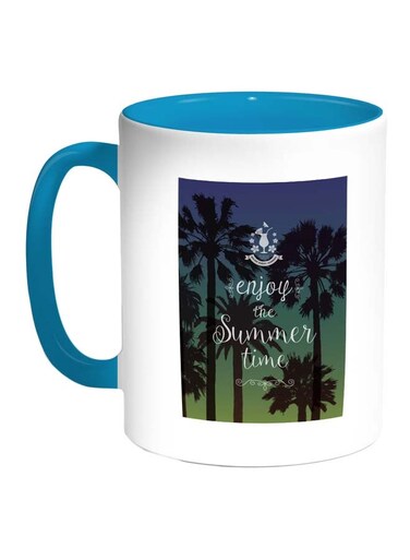 Enjoy The Summer Time Printed Coffee Mug Blue/White/Black 11ounce