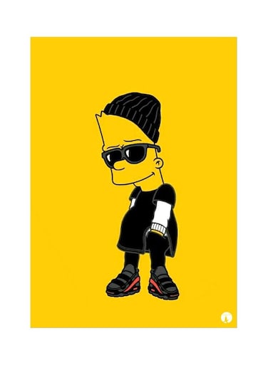 Cartoon Themed Metallic Plate Yellow/Black 20x15cm