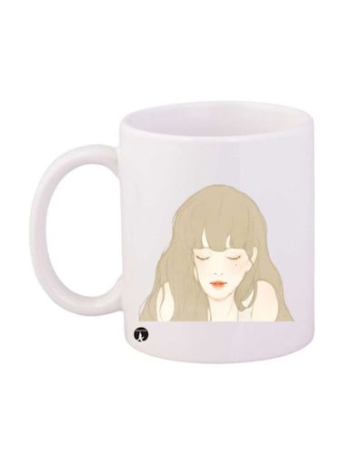 Girl Printed Mug White/Beige Standard Size