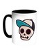 Skull With A Cap Printed Coffee Mug Black/White/Beige 325ml