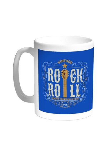 Rock And Roll Printed Coffee Mug White 11 ounce