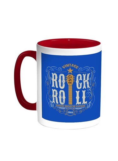 Rock And Roll Printed Coffee Mug Red/White 11ounce