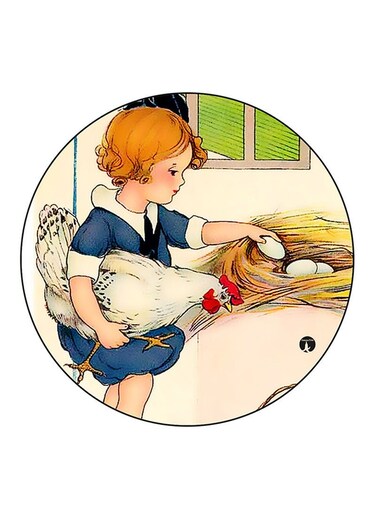 Girl Printed Fridge Magnet Round Multicolour