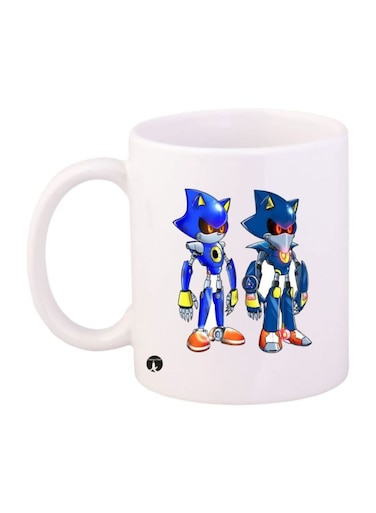 Sonic Video Game Printed Mug White/Yellow/Black Standard Size