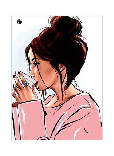 Girl Themed Metallic Plate Pink/Beige/Black 20x15cm