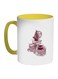 Coffee Grinder And Bean Printed Coffee Mug Yellow/White/Brown 325ml