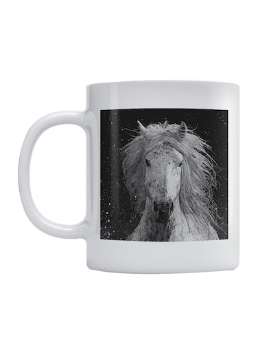 Horse Ceramic Mug White/Black/Grey 350ml