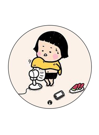 Girl Printed Fridge Magnet Round Multicolour