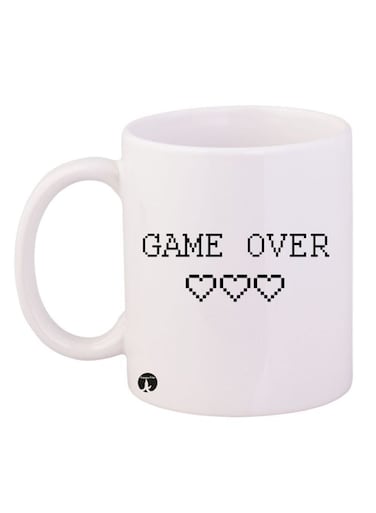 Game Over Printed Coffee Mug White/Black 12ounce