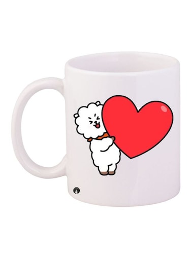 Love Printed Coffee Mug White/Red/Brown 11ounce