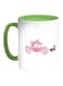 Princess Carriage Printed Coffee Mug White Green 11 ounce
