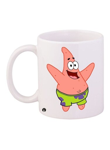 Patrick Star Printed Coffee Mug White/Pink/Green 11ounce