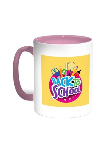 Back To School Printed Coffee Mug Pink/White 11ounce