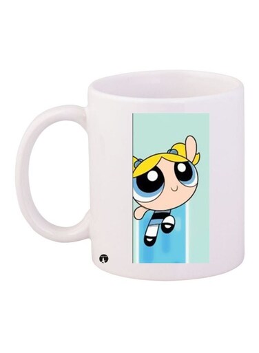 Powerpuff Girl Printed Coffee Mug White/Green/Blue 11ounce