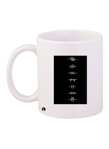Printed Ceramic Coffee Mug White/Black 11ounce