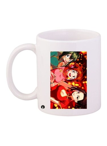 Anime Printed Coffee Mug White/Green/Red 11ounce