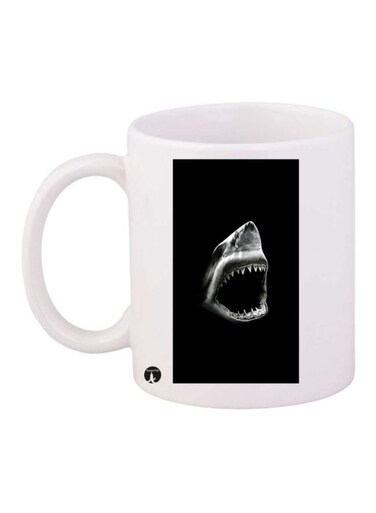 A Shark Printed Mug White/Black Standard Size