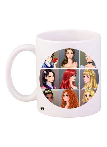 Animated Girl Printed Coffee Mug White/Red/Brown 11ounce