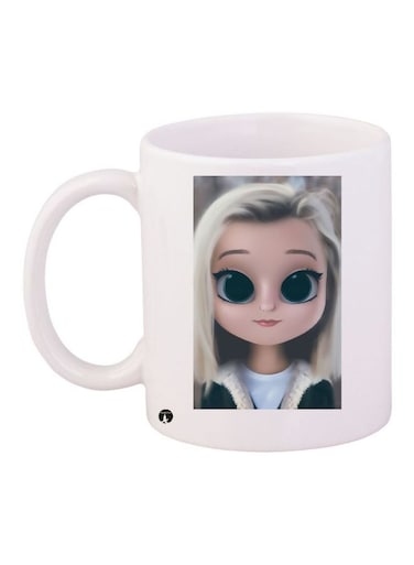 Cartoon Girl Printed Coffee Mug White/Beige/Black