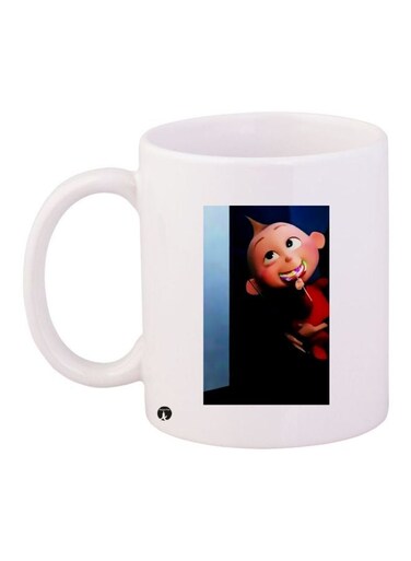 Cartoon Printed Coffee Mug White/Blue/Red 11ounce