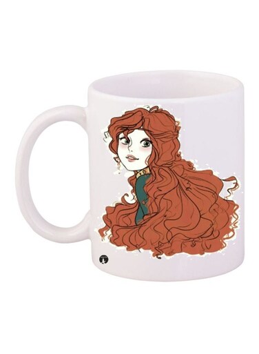 Cartoon Girl Printed Coffee Mug White/Brown/Green