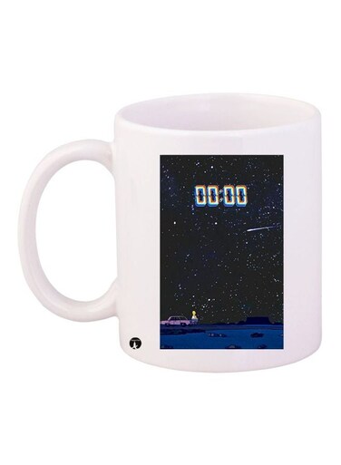 Timer Printed Coffee Mug White/Blue/Black 11ounce