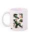 Leaf Printed Coffee Mug White/Green/Pink 11ounce