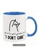 Arabic Coffee Mug "I Don't Care" Elegant Design &amp; Horse Graphic in Blue