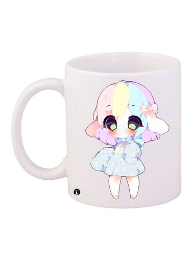 Doll Printed Coffee Mug White/Blue/Pink 11ounce