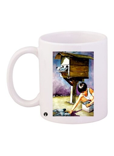 Boy Printed Coffee Mug White/Yellow/Purple 11ounce