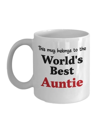 World's Best Auntie Printed Mug White/Black/Red