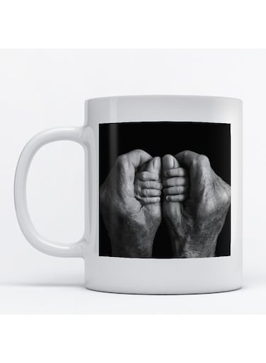 Hands Printed Mug White/Grey/Black