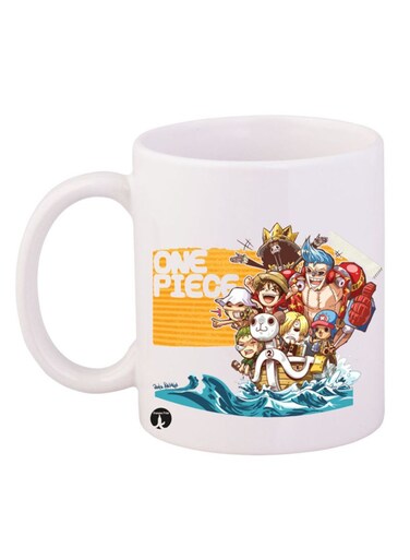 One Piece Printed Mug White/Red/Blue 12ounce