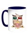 Owl Printed Coffee Mug White/Blue 11ounce