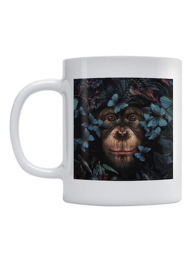 Monkey Printed Coffee And Tea Mug White/Black/Beige