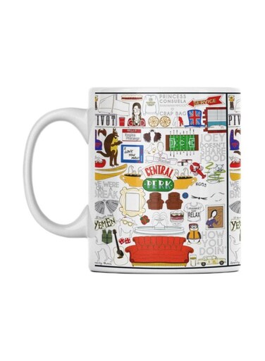 Friends Printed Mug White/Red/Yellow 350ml