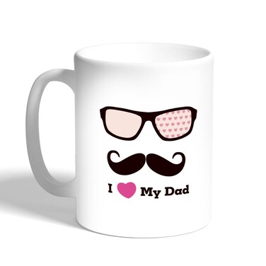 I Love My Dad Printed Coffee Mug, White 11 Ounce