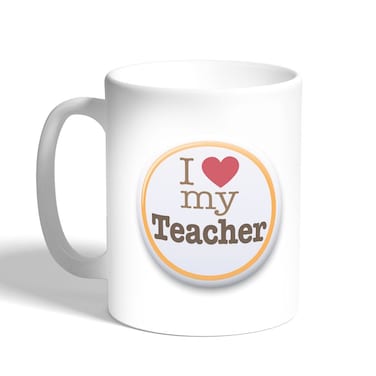 I Love My Teacher Printed Coffee Mug, White 11 Ounce