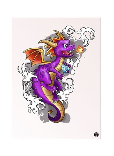 Video Game Spyro Metal Plate Poster White/Grey/Purple 15x20cm