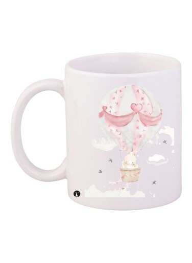 Bunny Printed Coffee Mug White/Pink/Beige 11ounce