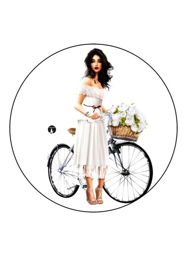 Girl Printed Fridge Magnet White/Beige/Black 5.5cm