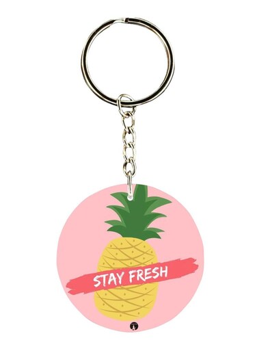 Double Sided Pineapple Printed Keychain