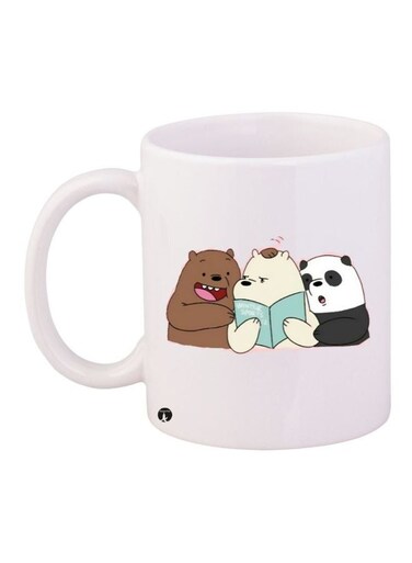Bear Cartoon Printed Coffee Mug White/Brown/Black