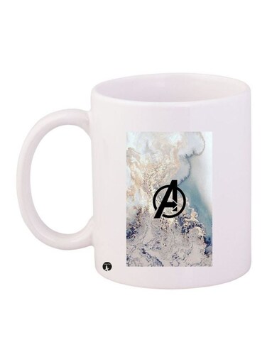 Avengers Logo Printed Coffee Mug White/Blue/Black 11ounce