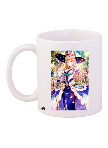 Cartoon Girl Printed Coffee Mug White/Purple/Blue